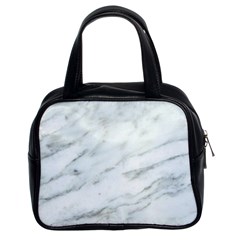 White Marble Texture Pattern Classic Handbag (two Sides)