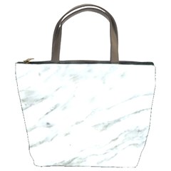 White Marble Texture Pattern Bucket Bag by Jancukart