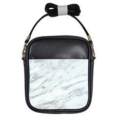 White Marble Texture Pattern Girls Sling Bag by Jancukart