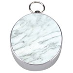 White Marble Texture Pattern Silver Compasses Front