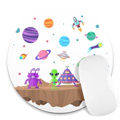 Alien Ufo Star Universe Star Vector Image Round Mousepads by Jancukart