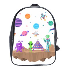 Alien Ufo Star Universe Star Vector Image School Bag (large) by Jancukart