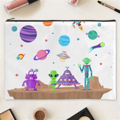 Alien Ufo Star Universe Star Vector Image Cosmetic Bag (xxxl)