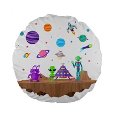 Alien Ufo Star Universe Star Vector Image Standard 15  Premium Flano Round Cushions