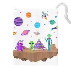 Alien Ufo Star Universe Star Vector Image Drawstring Pouch (4xl) by Jancukart