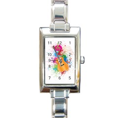 String Instrument Acoustic Guitar Rectangle Italian Charm Watch by Jancukart