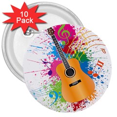 String Instrument Acoustic Guitar 3  Buttons (10 Pack) 