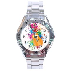 String Instrument Acoustic Guitar Stainless Steel Analogue Watch