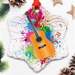 String Instrument Acoustic Guitar Snowflake Ornament (two Sides) by Jancukart