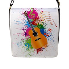 String Instrument Acoustic Guitar Flap Closure Messenger Bag (l) by Jancukart