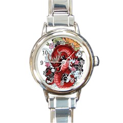 Drawing Red Dragon Legendary Round Italian Charm Watch by Jancukart