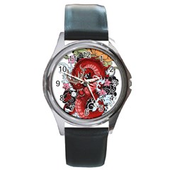 Drawing Red Dragon Legendary Round Metal Watch