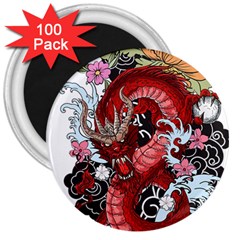 Drawing Red Dragon Legendary 3  Magnets (100 Pack)