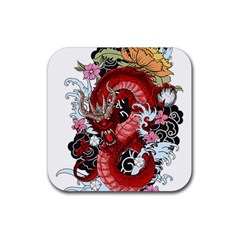 Drawing Red Dragon Legendary Rubber Coaster (square)