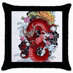 Drawing Red Dragon Legendary Throw Pillow Case (black) by Jancukart