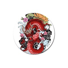 Drawing Red Dragon Legendary Magnet 3  (round)