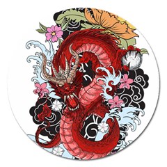 Drawing Red Dragon Legendary Magnet 5  (round) by Jancukart