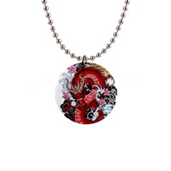 Drawing Red Dragon Legendary 1  Button Necklace