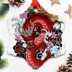 Drawing Red Dragon Legendary Snowflake Ornament (two Sides)