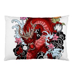 Drawing Red Dragon Legendary Pillow Case (two Sides) by Jancukart