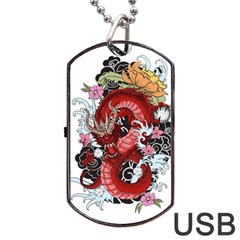 Drawing Red Dragon Legendary Dog Tag Usb Flash (one Side)