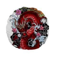 Drawing Red Dragon Legendary Standard 15  Premium Round Cushions