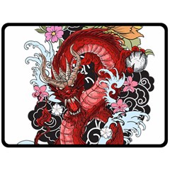 Drawing Red Dragon Legendary Double Sided Fleece Blanket (large) 