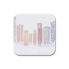 Buildings, Building City Building Condominium Skyscraper Rubber Square Coaster (4 Pack)