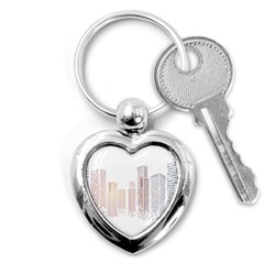 Buildings, Building City Building Condominium Skyscraper Key Chain (heart)