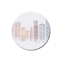 Buildings, Building City Building Condominium Skyscraper Rubber Coaster (round)