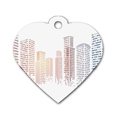 Buildings, Building City Building Condominium Skyscraper Dog Tag Heart (one Side)