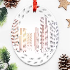 Buildings, Building City Building Condominium Skyscraper Oval Filigree Ornament (two Sides)