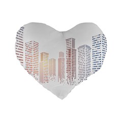 Buildings, Building City Building Condominium Skyscraper Standard 16  Premium Heart Shape Cushions by Jancukart