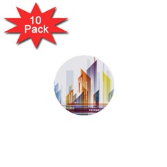 Building Artwork City Building 1  Mini Buttons (10 Pack) 