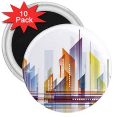 Building Artwork City Building 3  Magnets (10 Pack) 