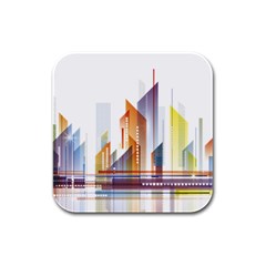 Building Artwork City Building Rubber Square Coaster (4 Pack)