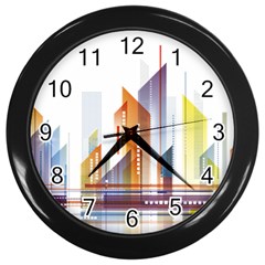 Building Artwork City Building Wall Clock (black) by Jancukart