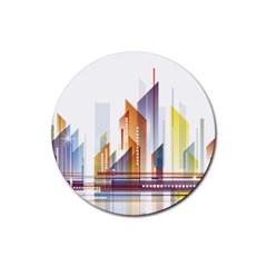 Building Artwork City Building Rubber Coaster (round)