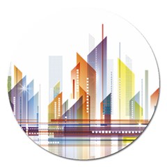 Building Artwork City Building Magnet 5  (round)