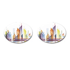 Building Artwork City Building Cufflinks (oval)