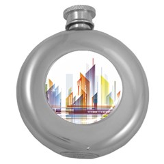 Building Artwork City Building Round Hip Flask (5 Oz)