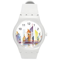 Building Artwork City Building Round Plastic Sport Watch (m)