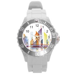 Building Artwork City Building Round Plastic Sport Watch (l)