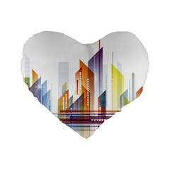 Building Artwork City Building Standard 16  Premium Flano Heart Shape Cushions