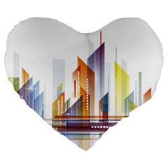 Building Artwork City Building Large 19  Premium Flano Heart Shape Cushions