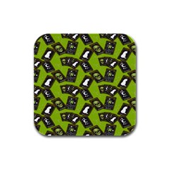 Cats And Skulls - Modern Halloween  Rubber Square Coaster (4 Pack) by ConteMonfrey