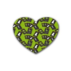 Cats And Skulls - Modern Halloween  Rubber Heart Coaster (4 Pack) by ConteMonfrey