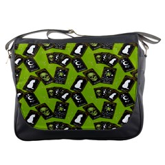 Cats And Skulls - Modern Halloween  Messenger Bag by ConteMonfrey