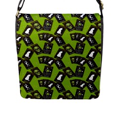 Cats And Skulls - Modern Halloween  Flap Closure Messenger Bag (l) by ConteMonfrey