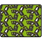 Cats And Skulls - Modern Halloween  Double Sided Fleece Blanket (Medium)  58.8 x47.4  Blanket Front